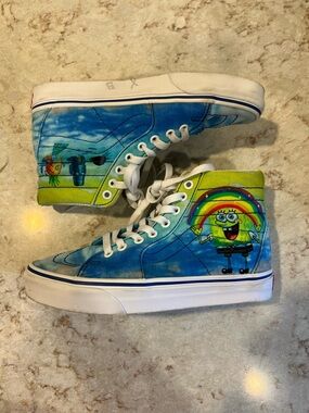 Vans Women’s High-Top Sneakers in Blue and Green SpongeBob SquarePants